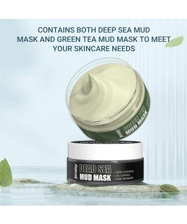Face Clay Mask Set - Dead Sea & Green Tea Mud Masks for Pore Purifying Blackhead Removal & Oil Control - Anti-Aging Travel Size Gift for Men & Women | 2.8 Oz x 2 - Buy Online on GoSupps.com