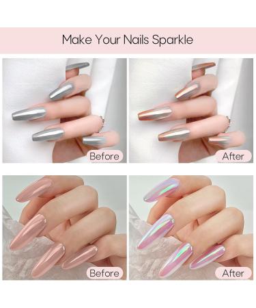  Ysimple Ysimple 6 Colors Glitter Chrome Nail Powder Super Mirror Effect Nail Powder Metallic Fine Chrome Nail Powder with 6 - Buy Online on GoSupps.com