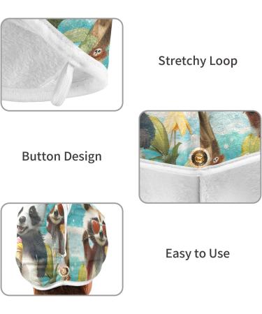 Raccoon Surfer & Sloth Panda Hair Towel 2 Pack | Super Absorbent Quick Dry Turbans for Women & Girls - Buy Online on GoSupps.com