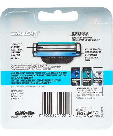 Buy Gillette Mach3 Razor Blades - 16 Replacement Blades with Improved Moisture Strips | International Shipping Available - Buy Online on GoSupps.com