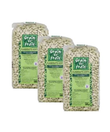 Grain de Frais Lot of 3x Green Flageolet Beans from France - Fresh Grain - 500g pack