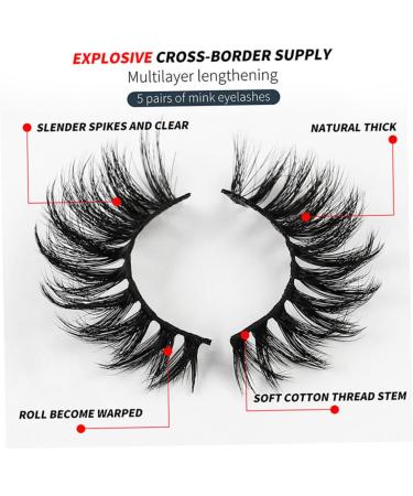 minkissy 5 Pairs Fake Eyelashes Reusable Black Eyelashes Makeup Decor Adhesives False Eyelashes Black Accent Decor Artificial Eyelashes Hand Decor 3d Extend End of Eye Miss Imitation - Buy Online on GoSupps.com