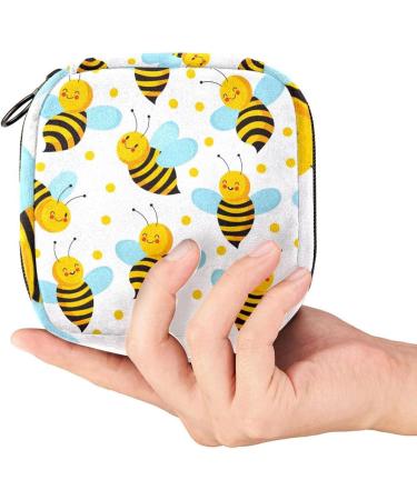 Menstruation Pad Bag with Zipper - Cute Flying Bees Pattern | Women's Napkin & Tampon Bag - Perfect Travel Organizer for Girls - Buy Online on GoSupps.com