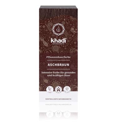KHADI Hair Dye Powder Ash Brown 100% Natural For All Hair Types Strong & Nourishing BDIH Certified Vegan 100 g - Buy Online on GoSupps.com
