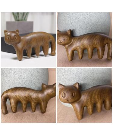 Didiseaon Cat-Shaped Wooden Massage Comb | Sandalwood Wide Tooth Scalp Comb for Men Women & Maternity - Buy Online on GoSupps.com
