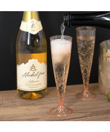 Homy Feel Rose Gold Glitter Plastic Champagne Flutes - 30 Pack, 5oz Disposable Glasses for Party & Mimosa Bar - Buy Online on GoSupps.com