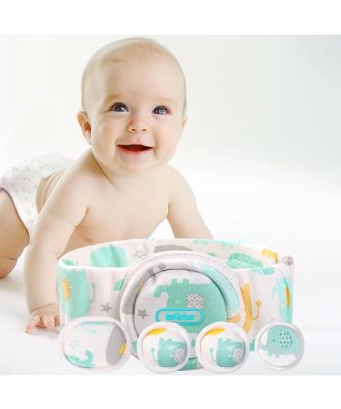 lefeke Umbilical Hernia Belt Baby Belly Button Band Newborn Belly Wrap Truss Infant Abdominal Binder for Children Kids Adjustable Navel Belly Band Support Cord (Concavity Pads-Pattern Style 02-L) Green Large