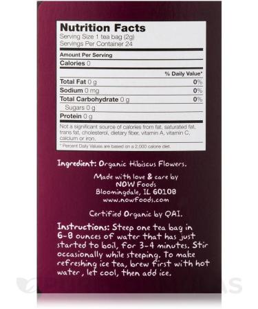 Now Foods Organic Hip Hibiscus Tea - Caffeine-Free 24 Bags | Enjoy Refreshing Herbal Wellness - Buy Online on GoSupps.com