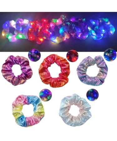 10 Pcs LED Light Up Hair Scrunchies for Girls - Neon Satin Hair Ties Accessories - Glow in the Dark Party Supplies - Buy Online on GoSupps.com