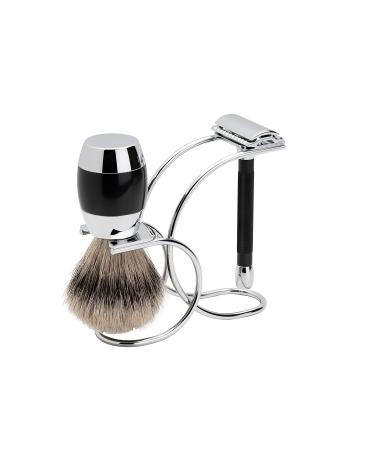 Buy Merkur Long Handled 3-Piece Shaving Set - Premium Black Shaving Kit for an Effortless Grooming Experience | International Shipping Available - Buy Online on GoSupps.com