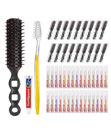 Disposable Toothbrushes with Toothpaste Individually Wrapped Bulk Hair Brushes in Bulk for Homeless Travel Hotel Shelter Charity Nursing (100)