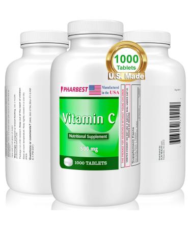 Ulai Vitamin C 500mg 1000 Tablets Family Size | Made in USA Premium Immune System Booster The Freshest Natural Supplement | Compare to Emergency C Ester C | Vitamins C Immune Support Pharbest