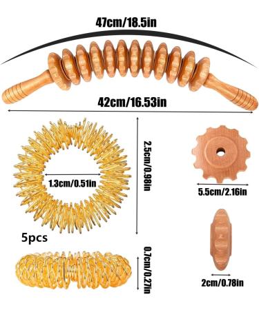 Premium Wood Fascia Roller & Massage Tools | Coffee Massage Roller Gold-Daums Rings for Relaxation & GUA SHA - Perfect Gift for Muscle Recovery - Buy Online on GoSupps.com