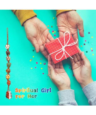 Chakra Healing Crystal Stone Hanging Decorations Handmade Good Luck Natural Quartz Gemstone Pendant Ornaments for Home Garden Windows Cars Spiritual Gifts for Women - Buy Online on GoSupps.com
