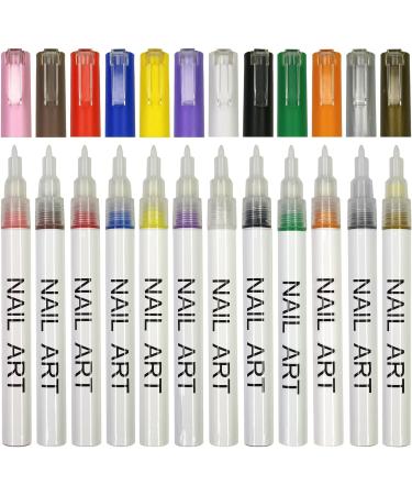 AJOIDR 12Pcs Nail Art Pen Set Nail Dotting Pen for Drawing Painting Nail Art Beauty Jewellery Manicure Tool - Buy Online on GoSupps.com