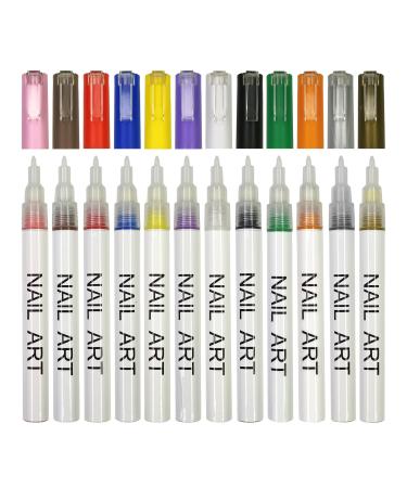 12Pcs Nail Art Pen Set Nail Dotting Pen Drawing Painting Liner Pen for Nail Art Liner Manicure Tool Quick Drying Nail Pen