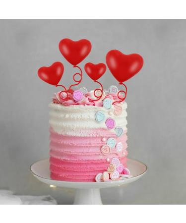 Blumomon Pack of 4 Heart Cake Toppers Red Valentine's Day Cake Topper Picks Mixed Size Happy Valentine's Day Cake Decorations Valentine's Day Wedding Party Bridal Shower Decorations Accessories Valentine's Day 5 - Buy Online on GoSupps.com