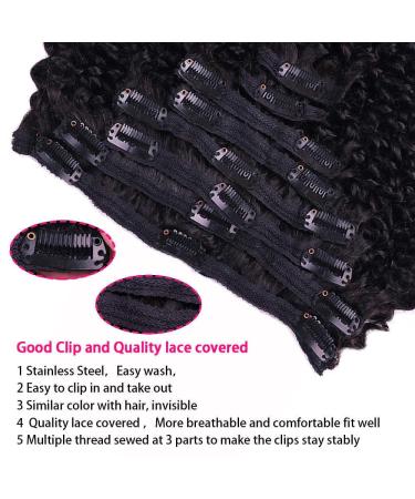 Cecycocy Kinky Curly Clip in Hair Extensions - Brazilian Remy Human Hair 3C 4A, Natural Black, 18 Inch - Buy Online on GoSupps.com