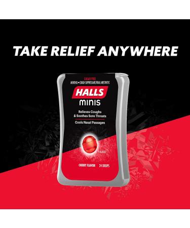 HALLS Minis Cherry Sugar Free Cough Drops - 8 Packs (192 Drops) - Buy Online on GoSupps.com