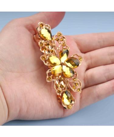 Yheakne Rhinestone Bridal Hair Clip Barrette - Gold Crystal Wedding Headpiece for Women & Girls - Buy Online on GoSupps.com