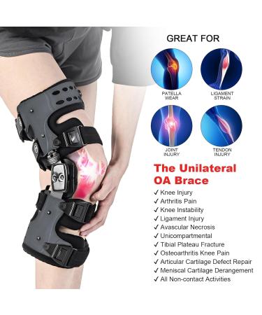 OA Unloader Knee Brace for Osteoarthritis & Arthritis Pain Relief | Cartilage Repair & Joint Support - Right Gray - Buy Online on GoSupps.com