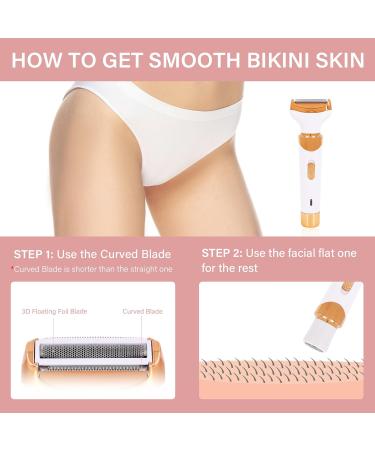 4-in-1 Rechargeable Electric Razor for Women - Waterproof Bikini Trimmer & Shaver | Painless Hair Removal for Face Arms and Legs - Buy Online on GoSupps.com