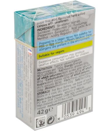 M&S Sugar Free Clear Mint Drops Hard Boiled Peppermint Sweets with Sweeteners Vegan - Set of 4 x 42g Boxes - Buy Online on GoSupps.com