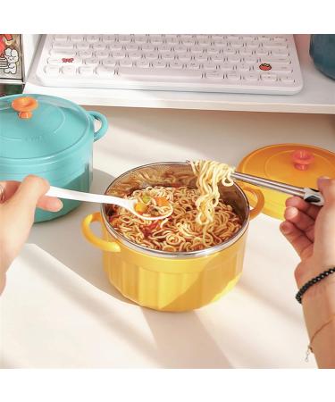 Ramen Soup Bowl Kawaii Instant Ramen Bowl with Lid Spoon Cute Stainless Steel Large Capacity Noodle Fruit Salad Soup Bowl Set KitchenTableware Salad Bowl (Color : Orange) - Buy Online on GoSupps.com