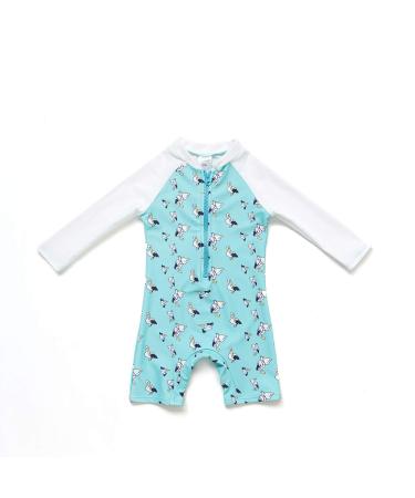 BONVERANO Baby Boys Swimsuit/Sunsuit UPF 50+ Sun Protection One Pieces Swimwear with Sun Hat 3 Months Light Blue