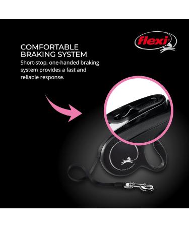 Buy Flexi Classic Retractable Dog Leash - Ergonomic Durable Tangle-Free for Dogs Up to 20 kg - 4.8 m | Size M Black - Buy Online on GoSupps.com