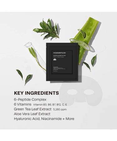 HommeFace Men's Revitalizing Hydrogel Facial Mask Set (5ct) - Hydrating Anti-aging & Soothing with Hyaluronic Acid, Vitamins & Peptides, Beard-Friendly - Buy Online on GoSupps.com