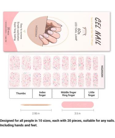 Semi Cured Gel Nail Strips (20 pcs) - Salon-Quality Manicure Set in Shiny Pink - Long Lasting & Easy to Apply/Remove - Includes Nail File & Cuticle Stick - Buy Online on GoSupps.com