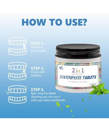 2 in 1 Nano Hydroxyapatite Toothpaste Tablets | Fluoride-Free Eco-Friendly Natural Coconut Mint Flavor | Perfect for Travel - Buy Online on GoSupps.com