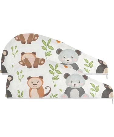 Super Absorbent Animal Babies Hair Towel 2 Pack - Quick Dry Hair Turbans for Women & Girls - Buy Online on GoSupps.com
