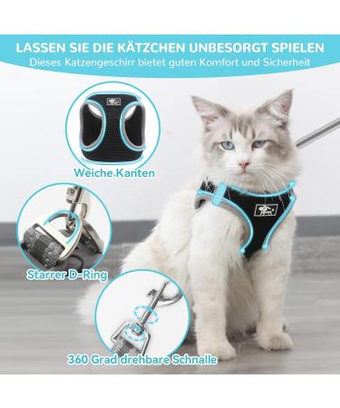 Adjustable Cat Dishes with Leash - Breakout-Proof Reflective Tableware for Cats & Small Dogs (Black Medium) - Buy Online on GoSupps.com