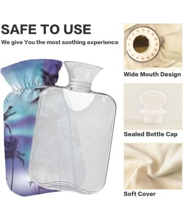 Hot Water Bottle 2L with Cover - Palm Trees at Sunset Design for Pain Relief & Winter Warmth - Buy Online on GoSupps.com