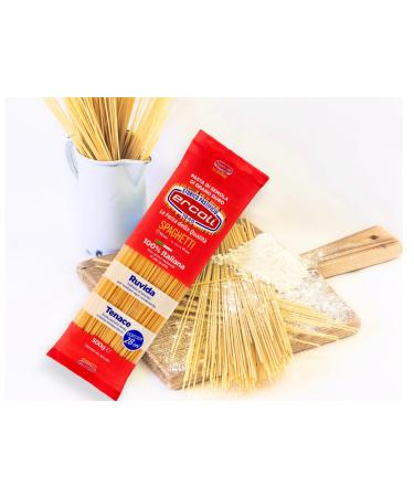 Offer Manual Italian Spaghetti bronze noodle 100% Italian durum wheat semolina slow drying (12x 500gr) 500 g (12 Pack)