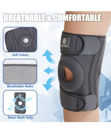 MAYKI Adjustable Knee Support Brace for Men/Women - Patella Gel Pad, Breathable Design for Arthritis & Ligament Damage - Running & Weight Lifting - Grey - Buy Online on GoSupps.com
