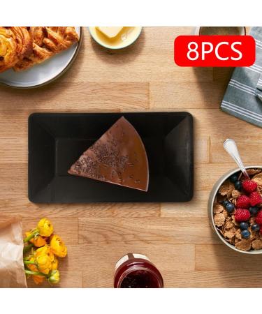 GaotKeut 8X Disposable Plates Cake Tray Dinnerware Foil Rectangular Paper Plates Party Paper Plates for Picnic Anniversaries Catering Black - Buy Online on GoSupps.com