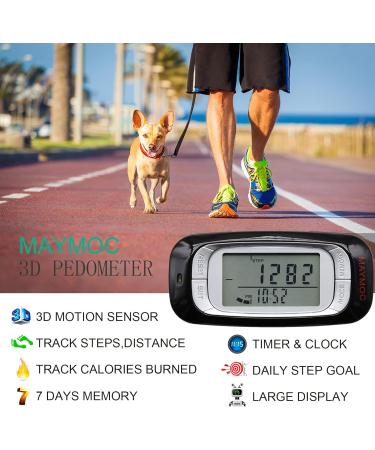 Maymoc 3D Slipstellers - Accurate Pedometer for Steps Miles Calories & Activity Time | Large Display for Men & Women - Perfect for International Shipping - Buy Online on GoSupps.com