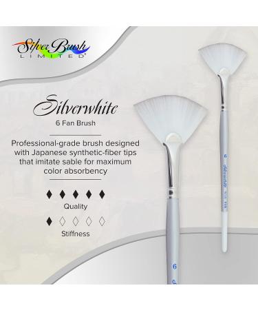 Silver Brush Limited Silverwhite Fan Brush - Size 6, Short Handle for Watercolor, Acrylics, Gouache, or Oil - Buy Online on GoSupps.com