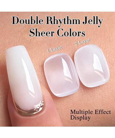 Double Rhythm Gel Polish | 15ML Sheer Neutral Milky White Jelly Nail Art - DIY at Home - Buy Online on GoSupps.com