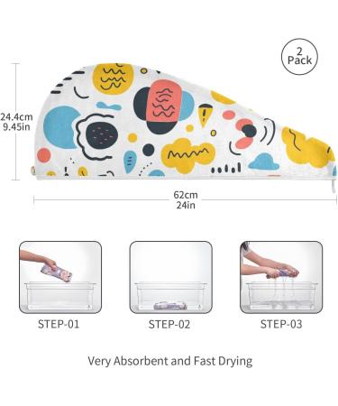 Abstract Pattern Hair Towel 2 Pack - Super Absorbent Quick Dry Hair Turbans for Women & Girls | International Shipping - Buy Online on GoSupps.com