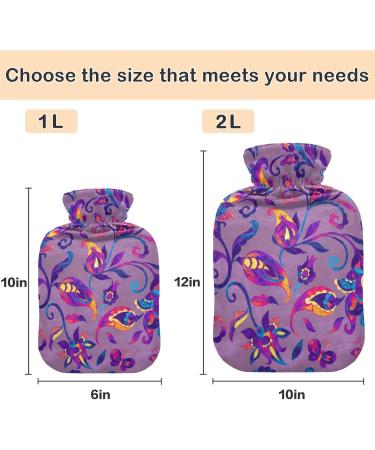 NAANLE 2L Hot Water Bottle with Paisley Watercolor Cover - Relief for Back Pain Hand & Foot Warmth Neck Therapy | Heat Bottle for Hot & Cold Use - Buy Online on GoSupps.com