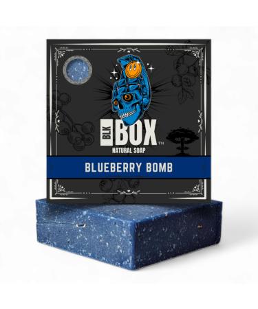 Black Box Limited USA MADE Men's Natural 5oz Bar Soap Moisturizing Body Wash Made from Natural Oils - Handmade Cold Process No Harsh Chemicals STRONG Sweet Blueberry Oat (Blueberry Bomb)