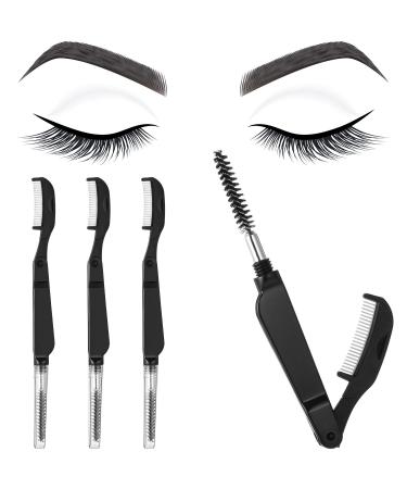 4 Pieces Eyelash Combs Eyebrow Combs Foldable Stainless Steel Teeth Brow Brushes Mascara Brushes Eyebrow Spoolie Grooming Brushes Makeup Tool, Black - Buy Online on GoSupps.com