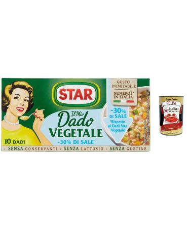 Italian Gourmet E.R. Star il Mio Dado 6-pack of vegetables with 9 vegetables 30% less salt preservative-free lactose-free and gluten-free + 400g gourmet Italian polpa