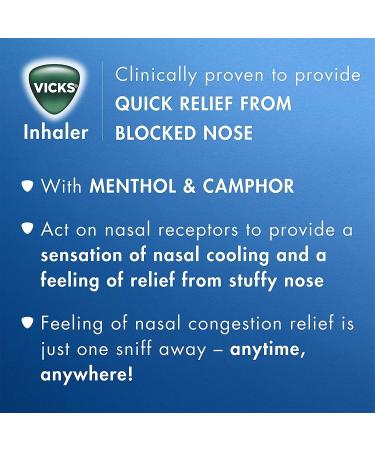 KRUM Vicks Inhaler Portable Nasal Inhaler Non-Medicated Soothing Vapors to Breathe Easy Menthol Scent 2 Inhalers - Buy Online on GoSupps.com