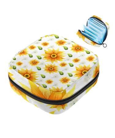 Storage bags for women's bandages beautiful sunflowers leaves patterns portable menstrual inserts panty lips tampons women's bandages storage holder for women school office multicolored 08