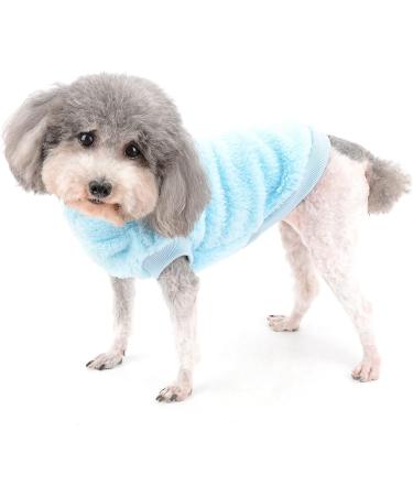 Zunea Fleece Winter Jacket for Small Dogs | Warm & Cozy Pet Coat with D-Ring for Chihuahua & Cats | Soft Fuzzy Blue Sweater for Cold Weather - Buy Online on GoSupps.com